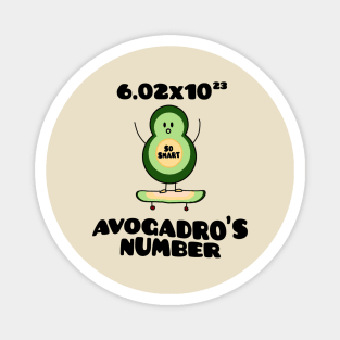 Funny Chemistry Joke Avogadros Number on Skateboard So Smart Avocado Puns Magnet